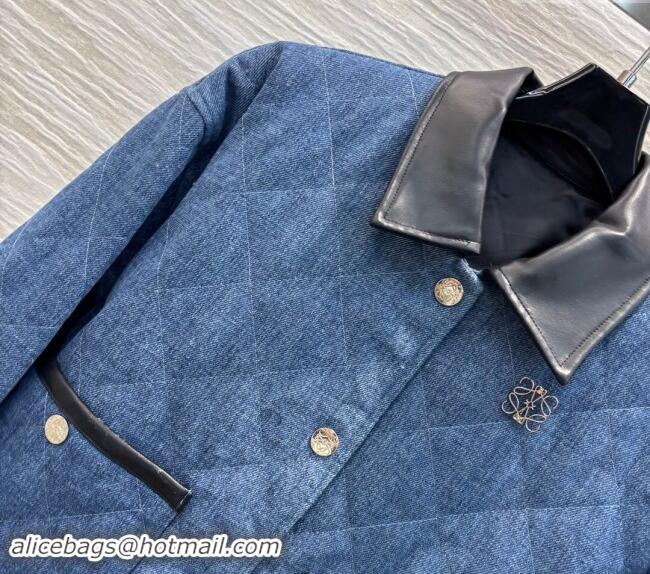 Top Quality Loewe Denim Padded Shirt 1025 Blue/Black 2024