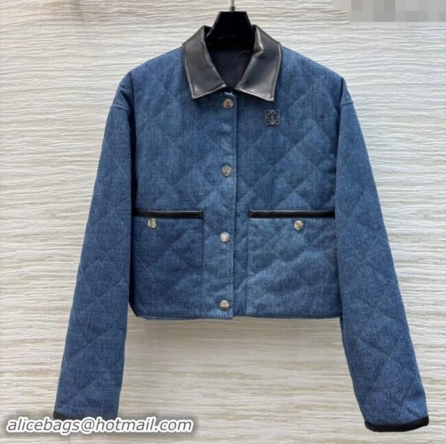 Top Quality Loewe Denim Padded Shirt 1025 Blue/Black 2024