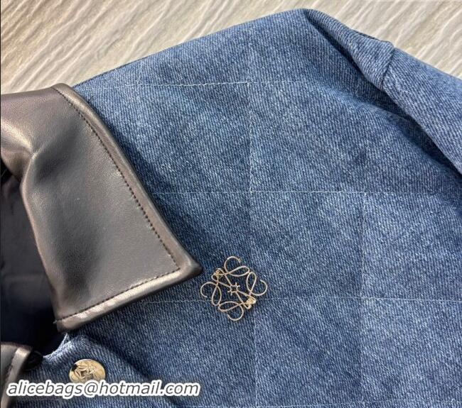 Top Quality Loewe Denim Padded Shirt 1025 Blue/Black 2024