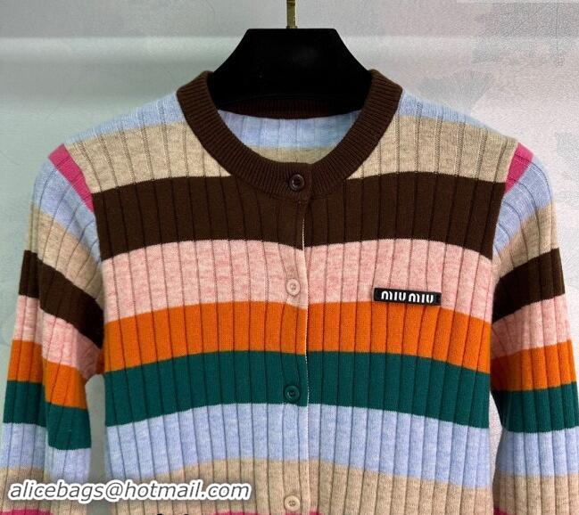 New Release Creation Miu Miu Striped Cardigan 1025 Multicolor 2024