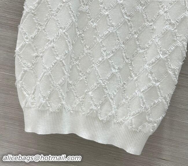 Good Product Chanel Quilted Knit Top 1025 White 2024