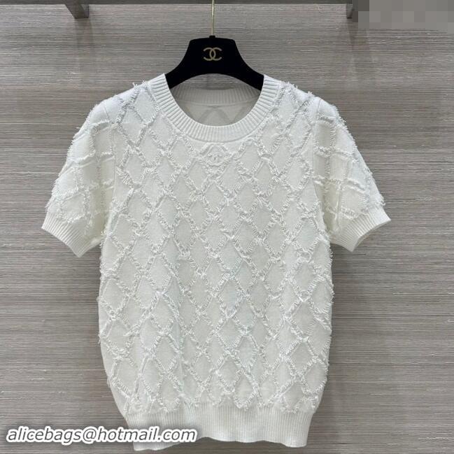 Good Product Chanel Quilted Knit Top 1025 White 2024