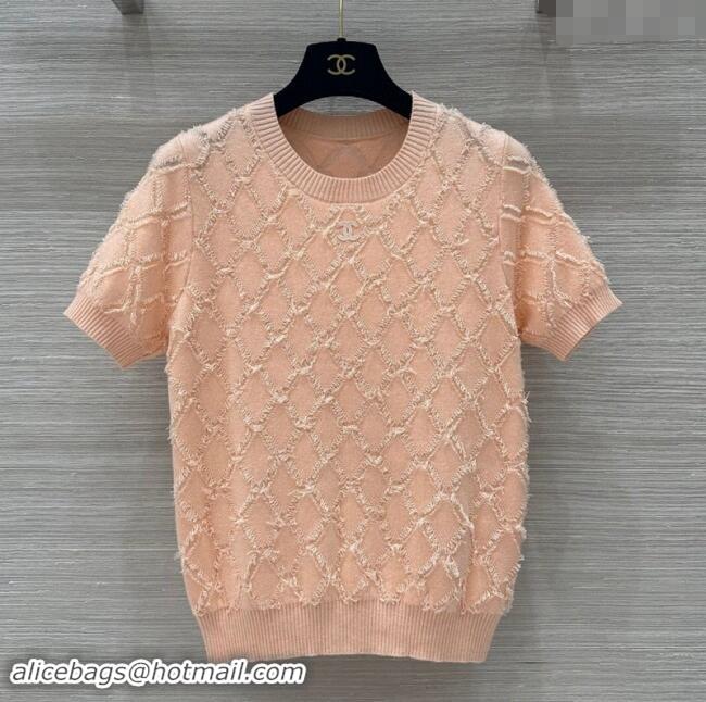 Well Crafted Chanel Quilted Knit Top 1025 Peachy Pink 2024