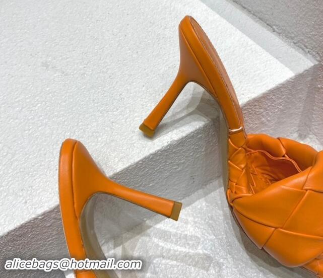 Purchase Bottega Veneta Lido Heel Slide Sandals 9.5cm in Intrecciato Leather Orange 430184