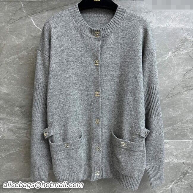 ​Good Taste Chanel Cashmere Cardigan CH102905 Gray 2024 Top