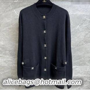 ​Buy Classic Chanel Cashmere Cardigan CH102907 Black 2024 Top