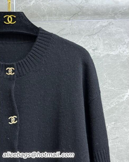 ​Buy Classic Chanel Cashmere Cardigan CH102907 Black 2024 Top