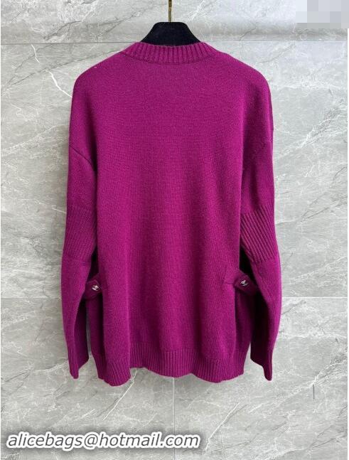 Most Popular Chanel Cashmere Cardigan CH102908 Purple 2024