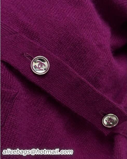 Most Popular Chanel Cashmere Cardigan CH102908 Purple 2024