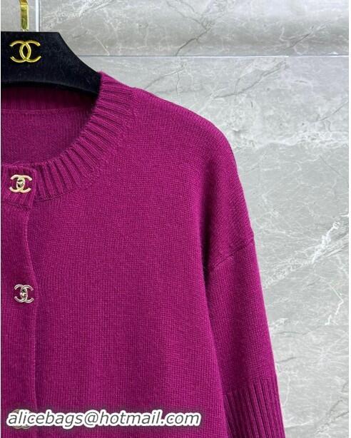 Most Popular Chanel Cashmere Cardigan CH102908 Purple 2024