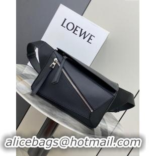 Top Grade Loewe Small Puzzle Bumbag in Classic Calfskin 10176 Black 2024