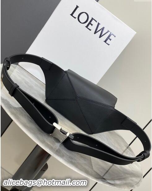 Famous Brand Loewe Mini Puzzle Bumbag in Classic Calfskin 10177 Black 2024