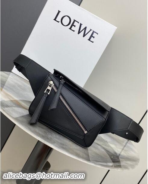 Famous Brand Loewe Mini Puzzle Bumbag in Classic Calfskin 10177 Black 2024