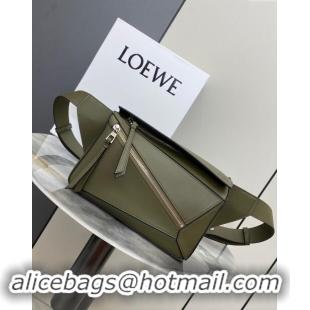 Promotional Loewe Small Puzzle Bumbag in Classic Calfskin 10176 Olive Green 2024