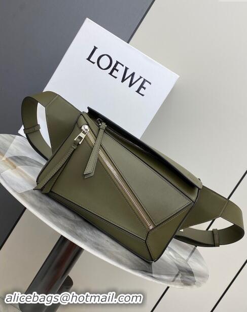 Promotional Loewe Small Puzzle Bumbag in Classic Calfskin 10176 Olive Green 2024