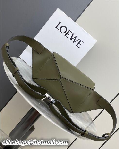 Promotional Loewe Small Puzzle Bumbag in Classic Calfskin 10176 Olive Green 2024