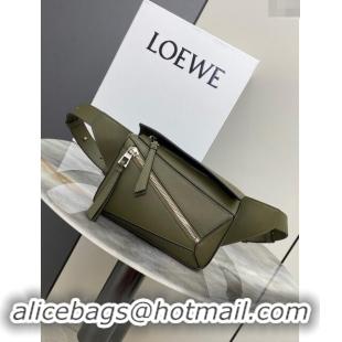 Reasonable Price Loewe Mini Puzzle Bumbag in Classic Calfskin 10177 Olive Green 2024