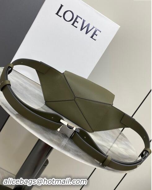 Reasonable Price Loewe Mini Puzzle Bumbag in Classic Calfskin 10177 Olive Green 2024