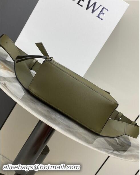 Reasonable Price Loewe Mini Puzzle Bumbag in Classic Calfskin 10177 Olive Green 2024