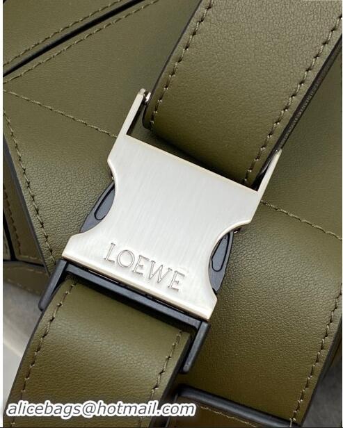 Reasonable Price Loewe Mini Puzzle Bumbag in Classic Calfskin 10177 Olive Green 2024