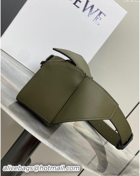 Reasonable Price Loewe Mini Puzzle Bumbag in Classic Calfskin 10177 Olive Green 2024