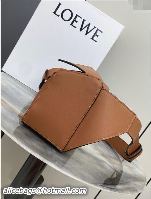 Shop Grade Loewe Small Puzzle Bumbag in Classic Calfskin 10176 Tan Brown 2024