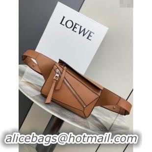 Best Price Loewe Mini Puzzle Bumbag in Classic Calfskin 10177 Tan Brown 2024