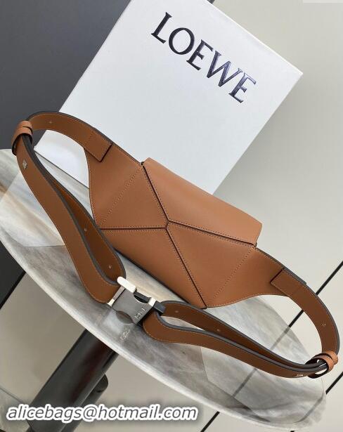 Best Price Loewe Mini Puzzle Bumbag in Classic Calfskin 10177 Tan Brown 2024