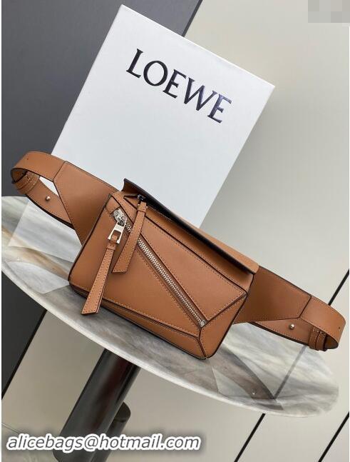 Best Price Loewe Mini Puzzle Bumbag in Classic Calfskin 10177 Tan Brown 2024