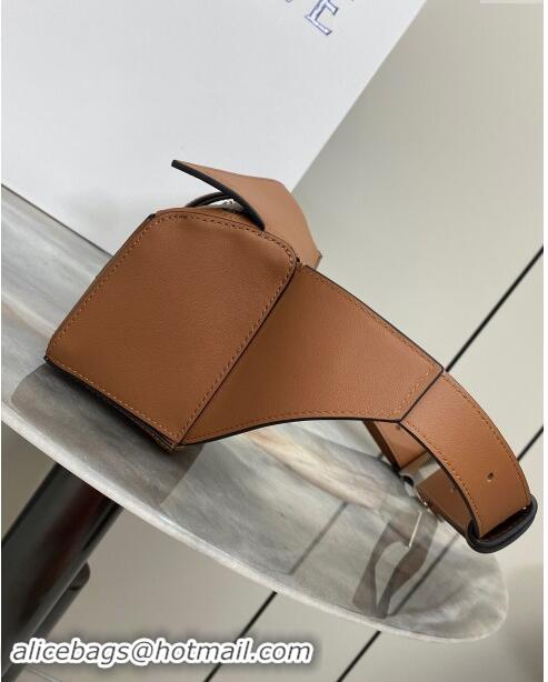 Best Price Loewe Mini Puzzle Bumbag in Classic Calfskin 10177 Tan Brown 2024