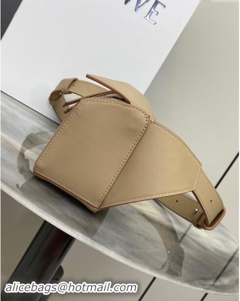 Buy Fashionable Loewe Mini Puzzle Bumbag in Classic Calfskin 10177 Beige 2024