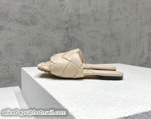 Sophisticated Bottega Veneta Lido Flat Slide Sandals in Intrecciato Leather Light Beige 430196