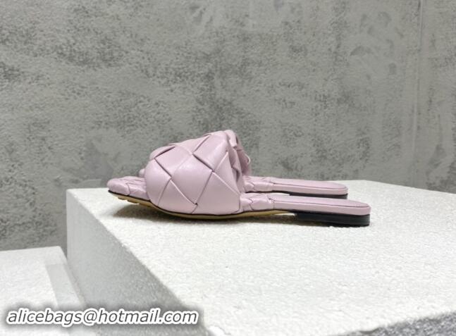 Low Cost Bottega Veneta Lido Flat Slide Sandals in Intrecciato Leather Light Purple 430198