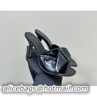 Shop Duplicate Bottega Veneta Blink Heel Slide Sandals 9.5cm in Shiny Lambskin Black 629030