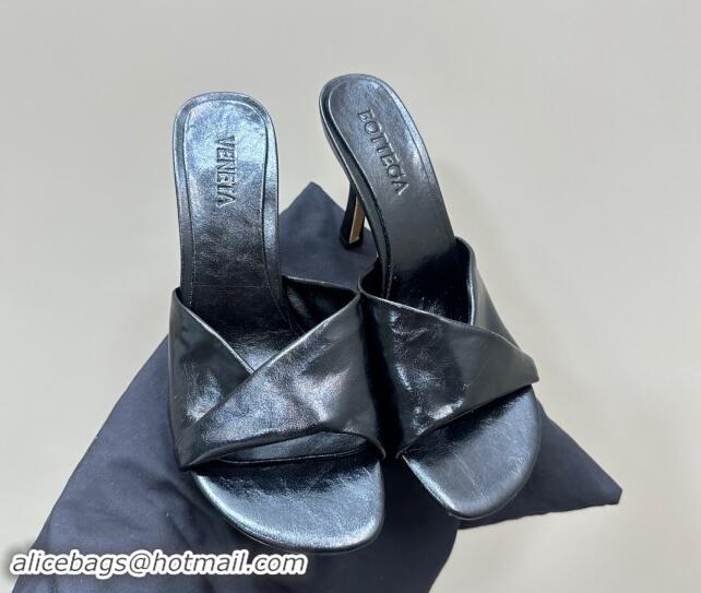 Shop Duplicate Bottega Veneta Blink Heel Slide Sandals 9.5cm in Shiny Lambskin Black 629030