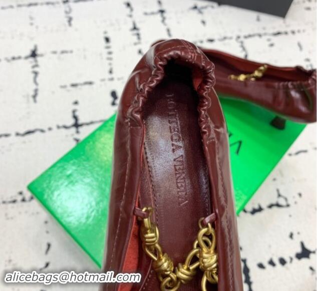 Luxurious Bottega Veneta Sharp Chain Pumps 6cm in Shiny Crinkled leather Dark Burgundy 0719068