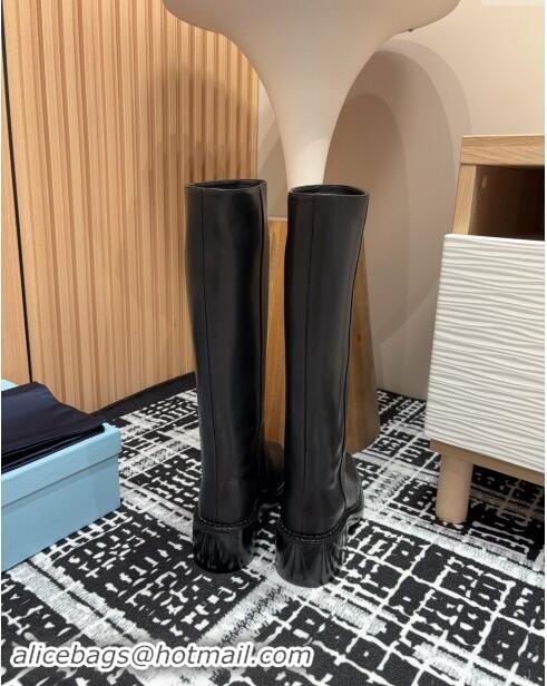 ​Fashion Discount Prada Leather High Boots 1W746N Black 2024