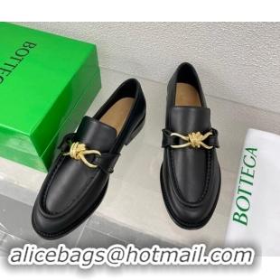 Super Quality Bottega Veneta Astaire Loafers in Calfskin with Metal-Tone Knot Black 0903040