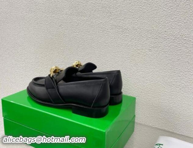 Super Quality Bottega Veneta Astaire Loafers in Calfskin with Metal-Tone Knot Black 0903040