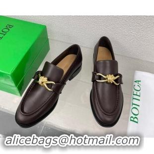 Stylish Bottega Veneta Astaire Loafers in Calfskin with Metal-Tone Knot Brown 903041