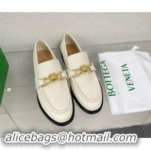 Top Quality Bottega Veneta Astaire Loafers in Calfskin with Metal-Tone Knot White 903042