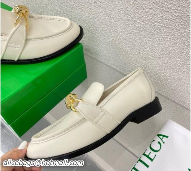 Top Quality Bottega Veneta Astaire Loafers in Calfskin with Metal-Tone Knot White 903042