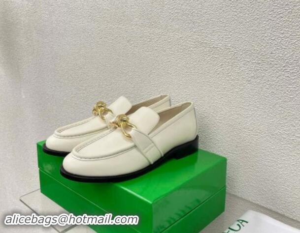 Top Quality Bottega Veneta Astaire Loafers in Calfskin with Metal-Tone Knot White 903042