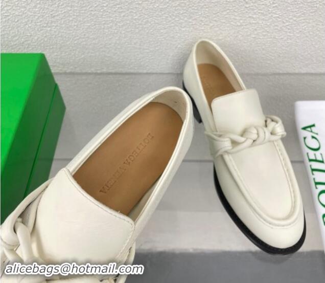 Perfect Bottega Veneta Astaire Loafers in Calfskin with One-Tone Knot White 903043