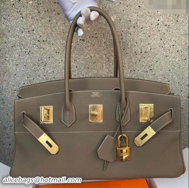 Best Price Hermes Shoulder Birkin 42 JPG Bag in Togo Leather H042 Etoupe/Gold 2024 (Half Handmade)