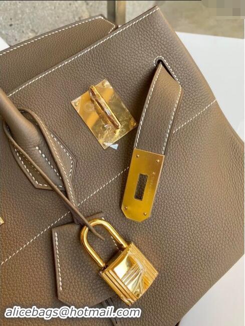 Best Price Hermes Shoulder Birkin 42 JPG Bag in Togo Leather H042 Etoupe/Gold 2024 (Half Handmade)