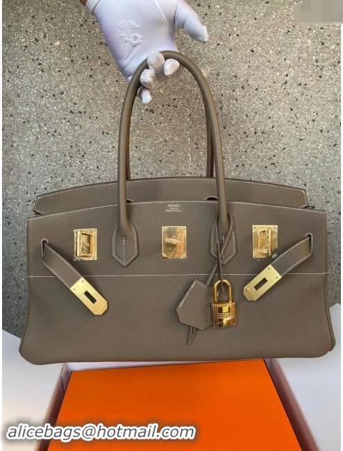 Best Price Hermes Shoulder Birkin 42 JPG Bag in Togo Leather H042 Etoupe/Gold 2024 (Half Handmade)