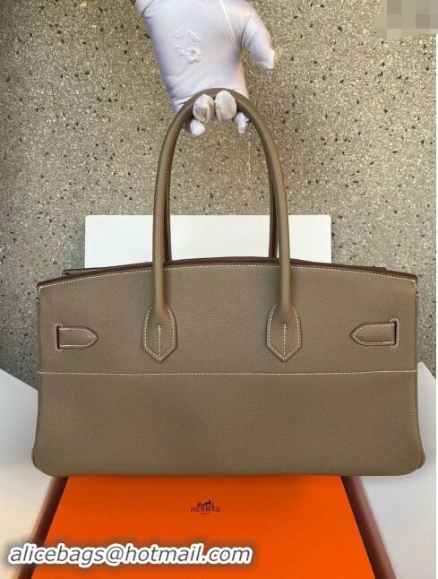 Best Price Hermes Shoulder Birkin 42 JPG Bag in Togo Leather H042 Etoupe/Gold 2024 (Half Handmade)