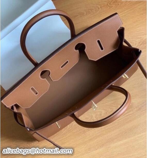 Well Crafted Hermes Shoulder Birkin 42 JPG Bag in Togo Leather H042 Brown/Gold 2024 (Half Handmade)