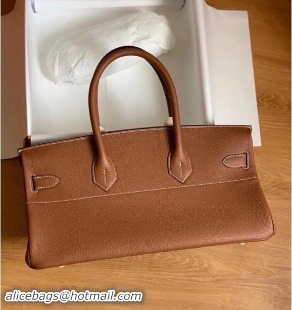 Well Crafted Hermes Shoulder Birkin 42 JPG Bag in Togo Leather H042 Brown/Gold 2024 (Half Handmade)